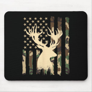 Tapis De Souris Funny Camouflage Usa Drapeau blanc Buck Deer Hunt