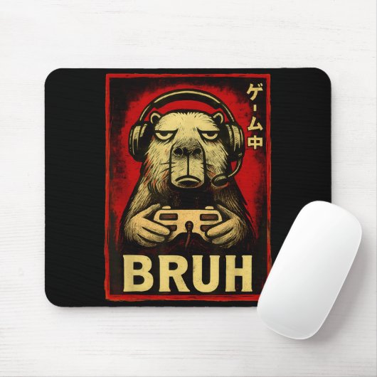 Tapis De Souris Funny Capybara Gamer Bruh Graphic Tee Men Boys Tee (Avec souris)