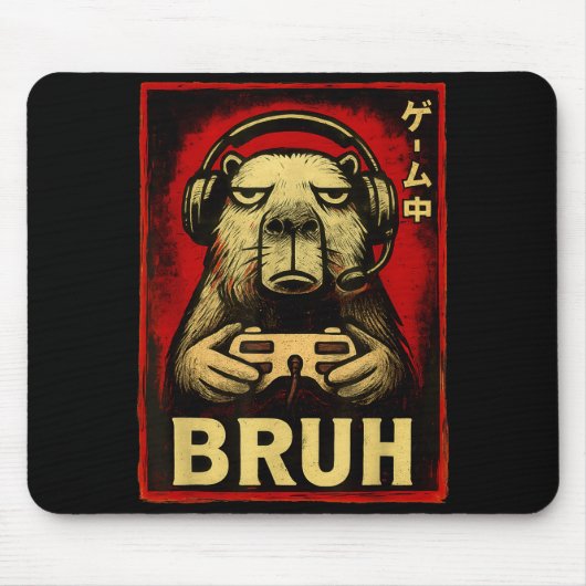 Tapis De Souris Funny Capybara Gamer Bruh Graphic Tee Men Boys Tee (Devant)