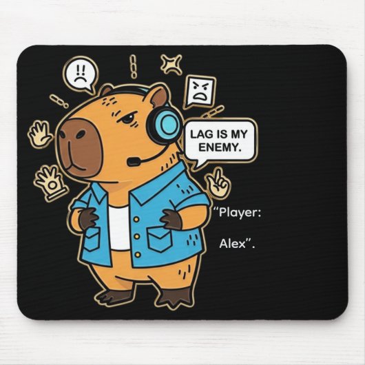 Tapis De Souris Funny Capybara Gamer Mousepad – Personalized with  (Devant)