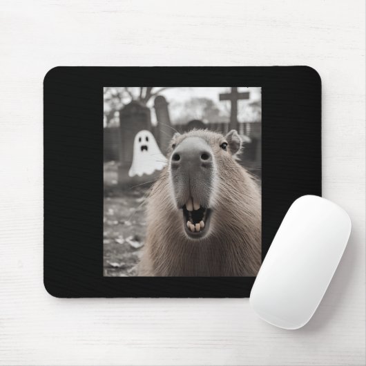 Tapis De Souris Funny Capybara Ghost Halloween Costume Capybara Ha (Avec souris)
