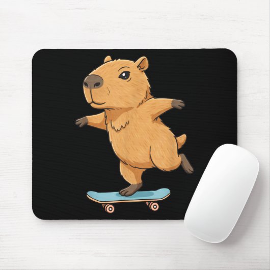 Tapis De Souris Funny Capybara Skater Skateboard Ballerina Zoo Boy (Avec souris)
