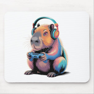 Tapis De Souris Funny Capyra Gamer Video Gamer Capyra