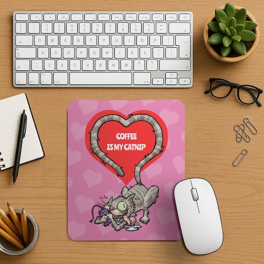 Tapis De Souris Funny Cat Add Your Own Text Crazy Catnip Cartoon