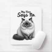 Tapis De Souris Funny Cat Face Illustration – Minimal Cute Cat Art (Avec souris)