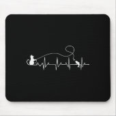 Tapis De Souris Funny Cat Fly Fishing Fisherman Heartbeat Line Hea (Devant)
