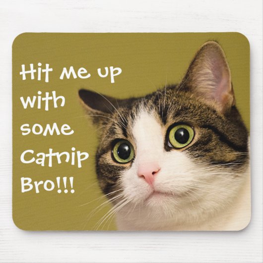 Tapis De Souris Funny Cat Photo Catnip Caption (Devant)