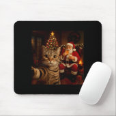 Tapis De Souris Funny Cat Selfie Santa Claus Eating Cookies Christ (Avec souris)