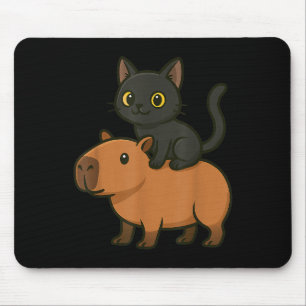 Tapis De Souris Funny Chat noir Capybara Amoureux des animaux Mama