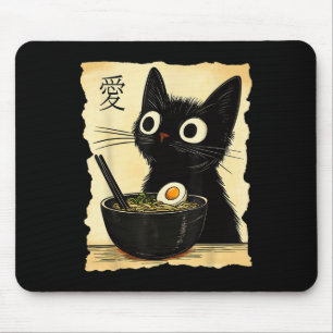 Tapis De Souris Funny Chat Ramen Graphic Tee Japonais Kawaii Anime