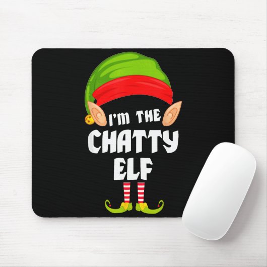 Tapis De Souris Funny Chatty Elf Matching Family Group Pj Christma (Avec souris)