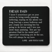 Tapis De Souris Funny Cher Papa Lettre De La Fille Customisée (Devant)