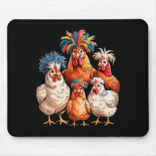 Tapis De Souris Funny Chicken Family Colorful Farm Animal (Devant)