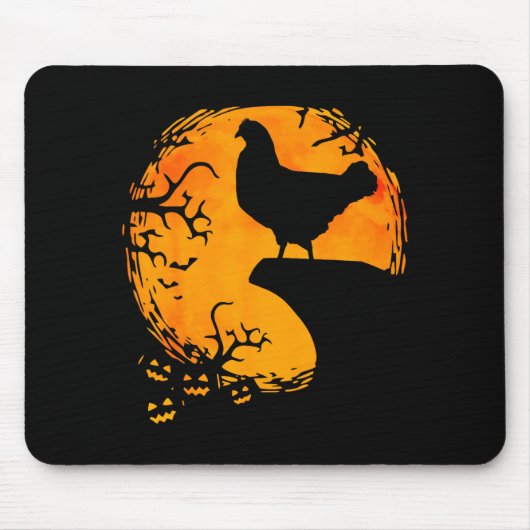 Tapis De Souris Funny Chicken Halloween Moon Silhouette Soky Chick (Devant)