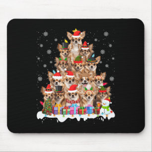 Tapis De Souris Funny Chihuahua lumières de Noël Arbre Amoureux de