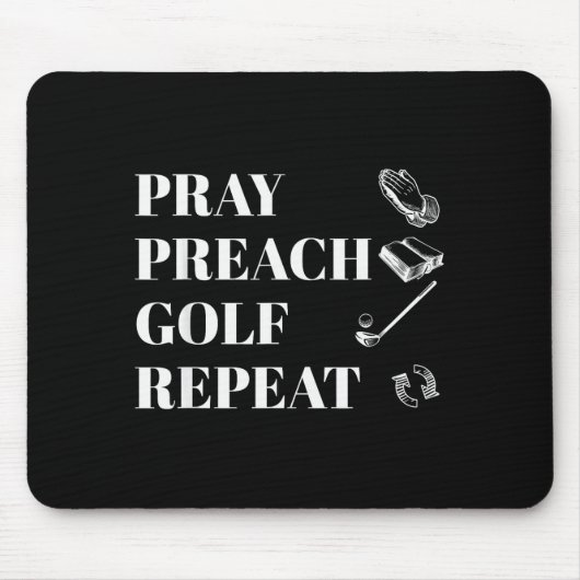 Tapis De Souris Funny Christian Pray Preach Golf Repeat Pastor Min (Devant)