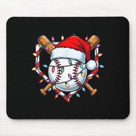 Tapis De Souris Funny Christmas Baseball Santa Hat For Baseball Pl (Devant)