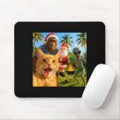 Tapis De Souris Funny Christmas Cat Selfie With Bigfoot & Alie (Avec souris)