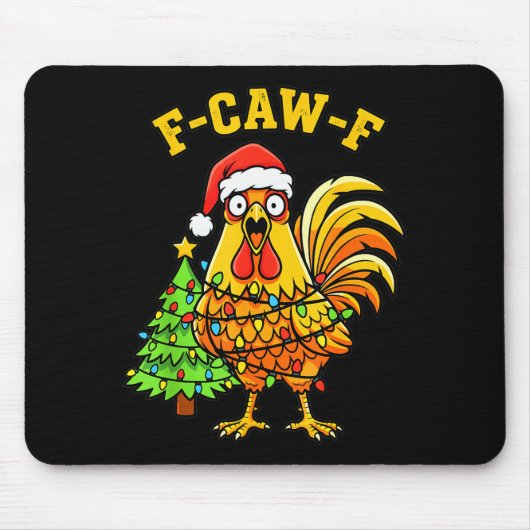 Tapis De Souris Funny Christmas Chicken Lights Santa Hat F-caw-f (Devant)