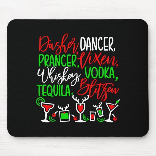 Tapis De Souris Funny Christmas Dasher Dancer Prancer Vixen Whiske (Devant)