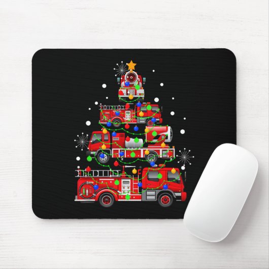 Tapis De Souris Funny Christmas Decor Firefighter Truck Christmas (Avec souris)