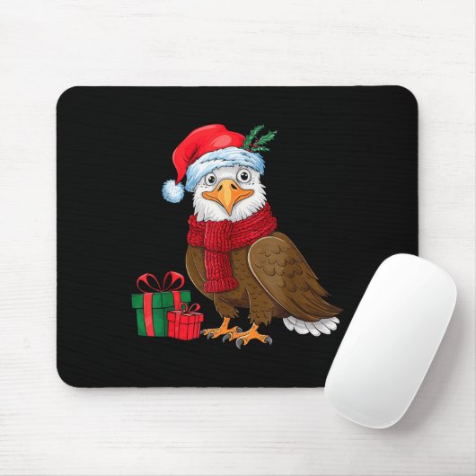 Tapis De Souris Funny Christmas Eagle Patriotic Bald Eagle With Sa (Avec souris)