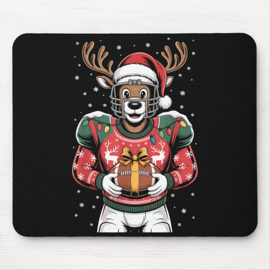 Tapis De Souris Funny Christmas Football Reindeer  (Devant)