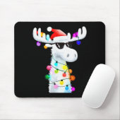 Tapis De Souris Funny Christmas Moose With Sungles And Holiday Lig (Avec souris)