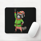 Tapis De Souris Funny Christmas Raccoon Dressed As Elf With Sungle (Avec souris)