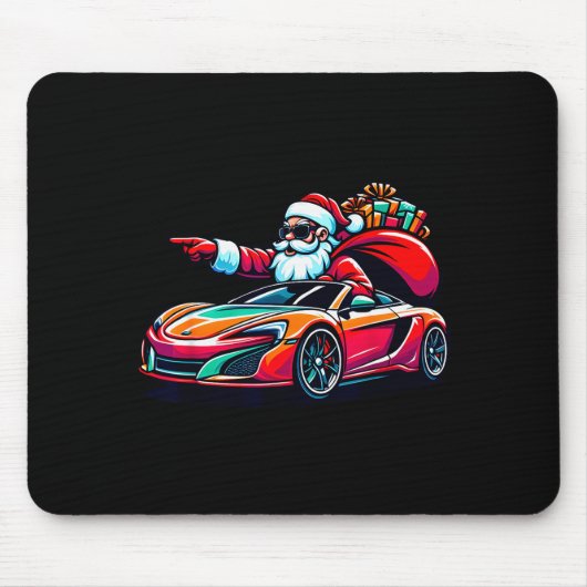 Tapis De Souris Funny Christmas Santa Claus Driving Srt Car Xmas P (Devant)