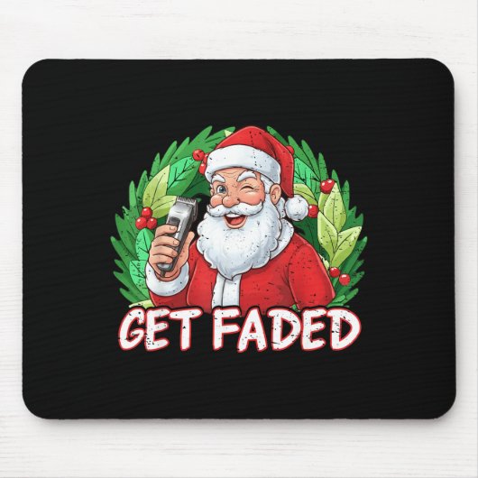 Tapis De Souris Funny Christmas Santa Claus Santa Barber Get Faded (Devant)