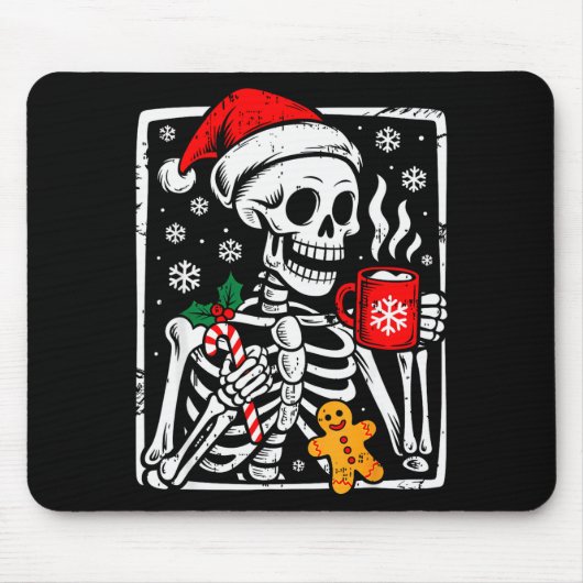 Tapis De Souris Funny Christmas Skeleton Hot Chocolate Xmas Men Wo (Devant)