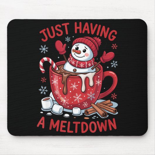 Tapis De Souris Funny Christmas Snowman Hot Chocolate Just Having (Devant)