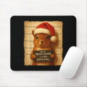 Tapis De Souris Funny Christmas Squirrel - Cute Squirrel Santa Hat (Avec souris)