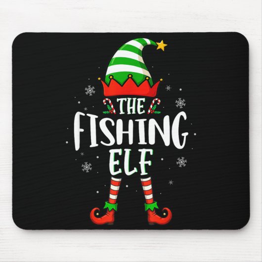 Tapis De Souris Funny Christmas The Fishing Elf Family Matching Xm (Devant)