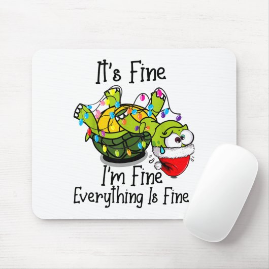 Tapis De Souris Funny Christmas Turtle It's Fine I'm Fine Everythi (Avec souris)