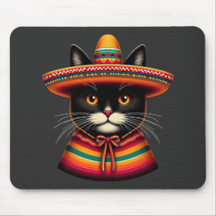 Tapis De Souris Funny Cinco De Mayo Sombrero Festiva Mexicaine Cat