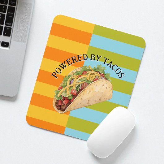 Tapis De Souris Funny Colorful Retro Stripes and Taco