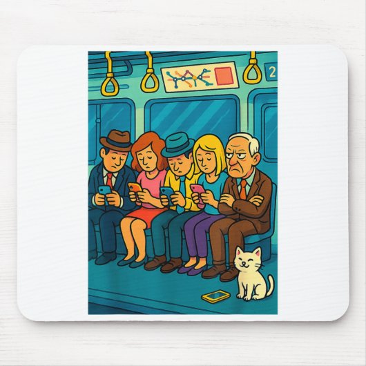 Tapis De Souris Funny Commuter Train Digital Detox Tech Satire Gif (Devant)