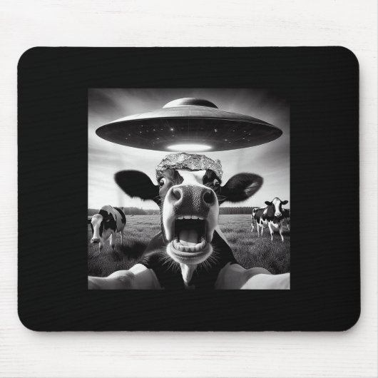 Tapis De Souris Funny Cow Abduction By Ufo Selfie - Hilarious Alie (Devant)