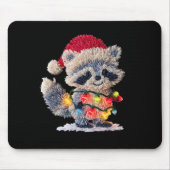 Tapis De Souris Funny Crochet Christmas Raccoon Xmas Lights Girly (Devant)