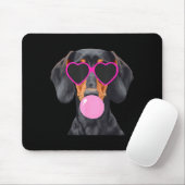 Tapis De Souris Funny Dachshund Wearing Gles And Blowing Nk Bubble (Avec souris)
