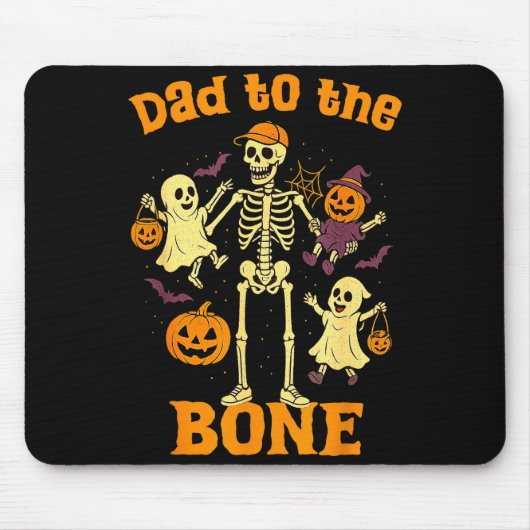 Tapis De Souris Funny Dad To The Bone Skeleton With Kids Halloween (Devant)