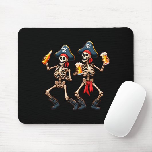 Tapis De Souris Funny Dancing Rate Skeletons Beer Drinking Hallowe (Avec souris)