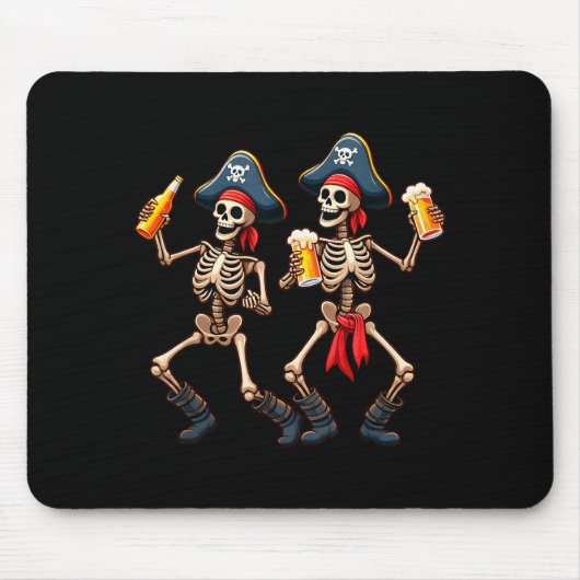 Tapis De Souris Funny Dancing Rate Skeletons Beer Drinking Hallowe (Devant)