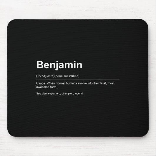 Tapis De Souris Funny Definition Quote For The Name Benjamin _ (Devant)