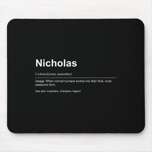 Tapis De Souris Funny Definition Quote For The Name Nicholas _ (Devant)