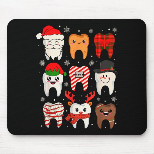 Tapis De Souris Funny Dental Christmas Teeth Cute Xmas Dentist Squ (Devant)