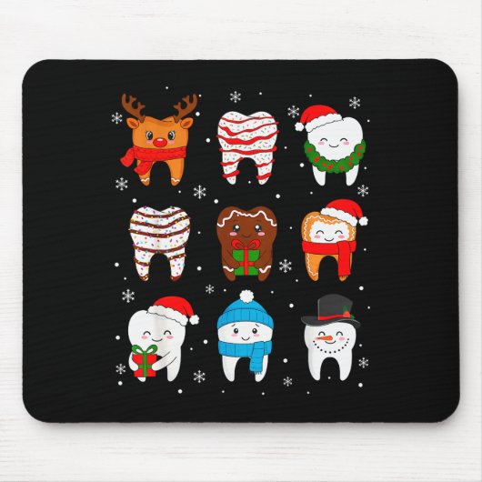 Tapis De Souris Funny Dental Christmas Teeth Cute Xmas Dentist Squ (Devant)