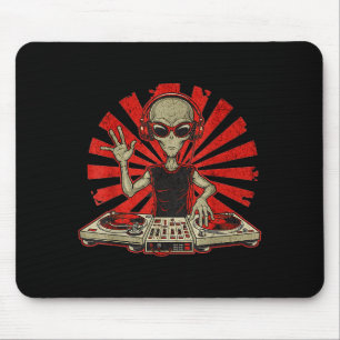 Tapis De Souris Funny Dj T-shirt Graphique Amant de Musique Alien